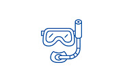 Scuba diving mask line icon concept