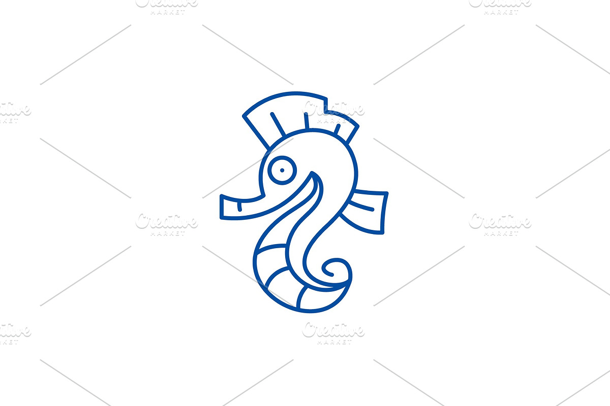 Sea horse line icon concept. Sea in Illustrations - product preview 8