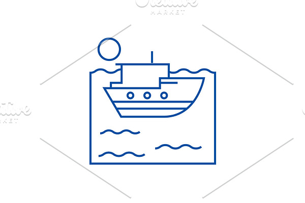 Sea ship line icon concept. Sea ship