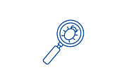 Searching bug line icon concept