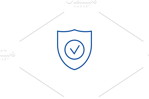 Secure shield line icon concept