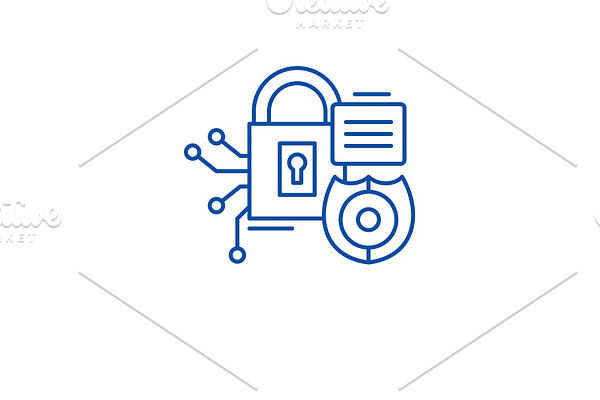 Security framework line icon concept