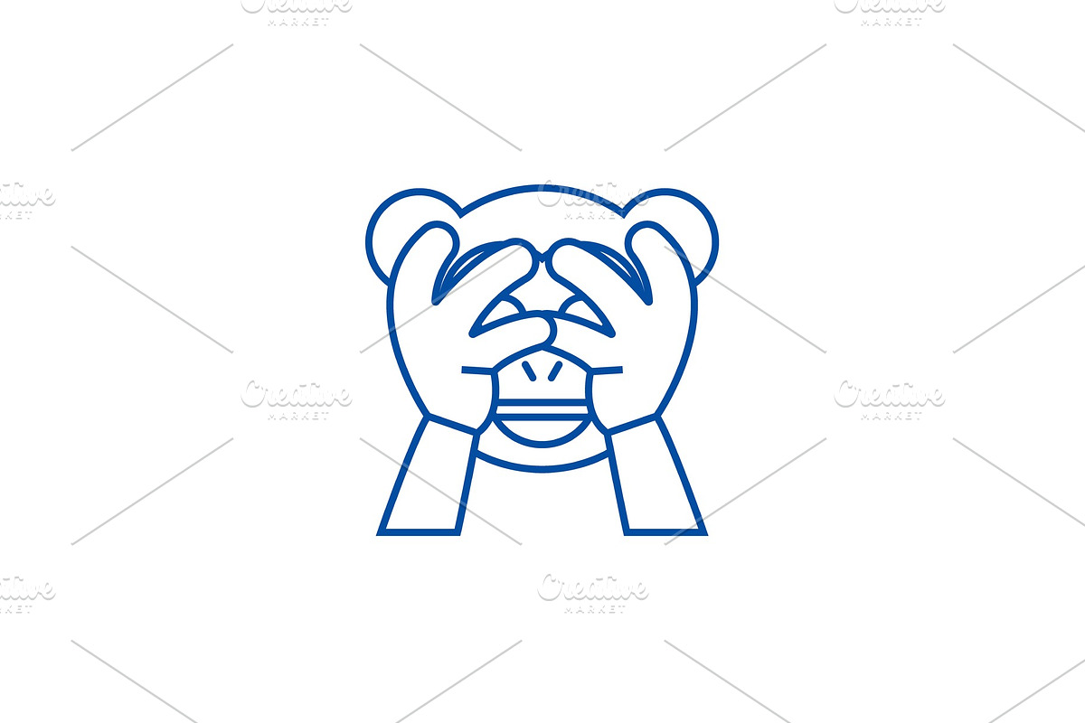 See no evil emoji line icon concept in Illustrations - product preview 8