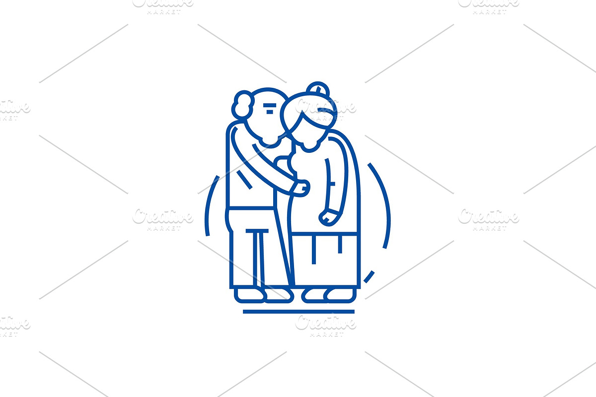 Senior couple,old people line icon in Illustrations - product preview 8