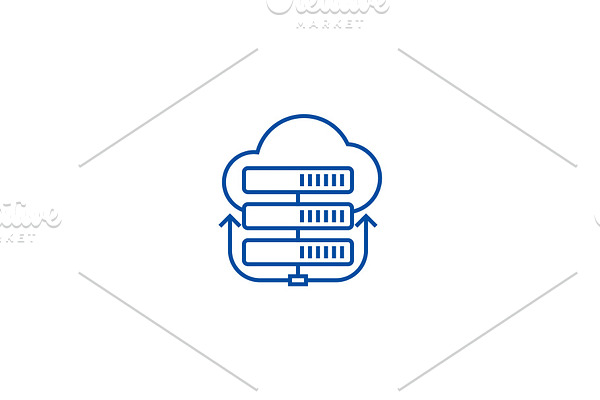 Servers network,cloud line icon