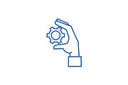 Settings gears in hand line icon