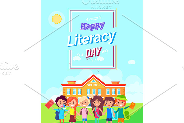 Happy Literacy Day Colorful Vector