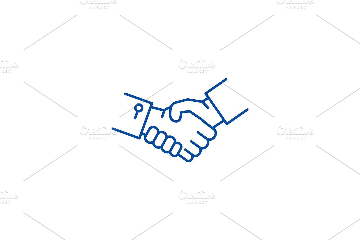 Shake hands line icon concept. Shake in Illustrations - product preview 8