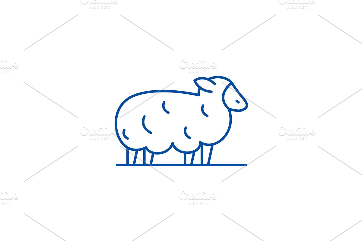 Sheep line icon concept. Sheep flat in Illustrations - product preview 8