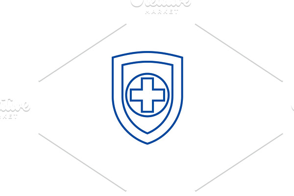 Shield, safequard line icon concept