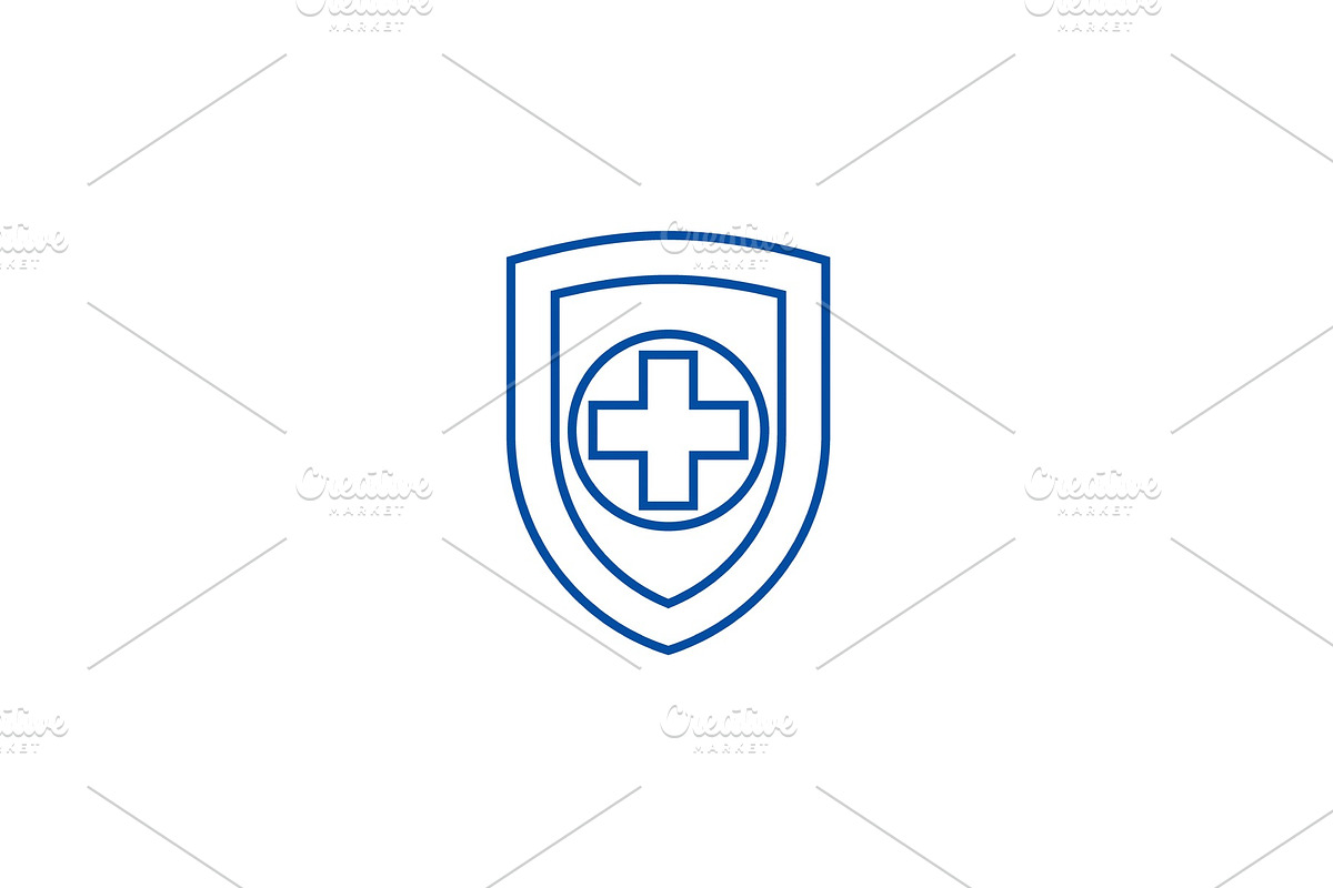 Shield, safequard line icon concept in Illustrations - product preview 8