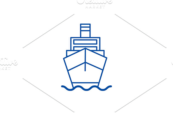 Ship cargo, logistics line icon
