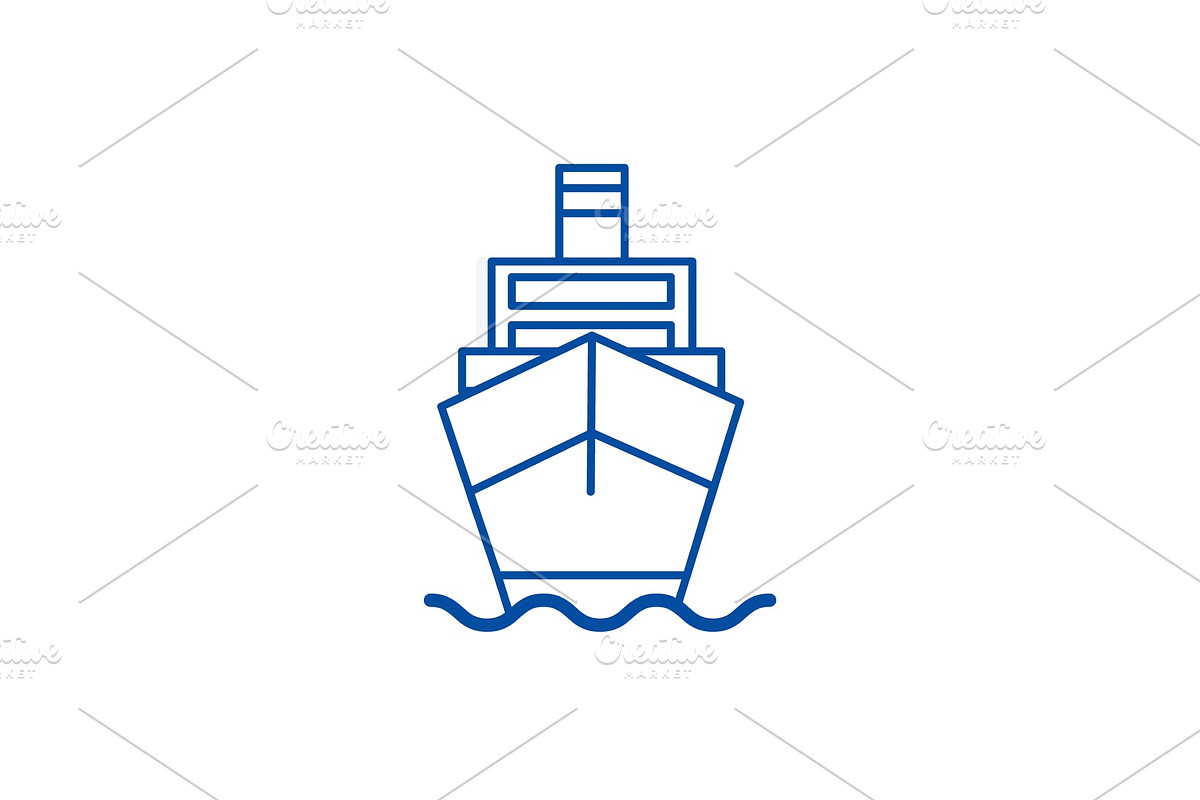 Ship cargo, logistics line icon in Illustrations - product preview 8