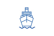 Ship cargo, logistics line icon