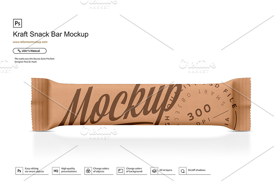 Kraft Snack Bar Mockup in Product Mockups - product preview 8