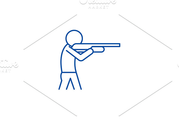 Shooting a gun line icon concept