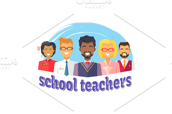 School Teachers Colorful Icon Vector