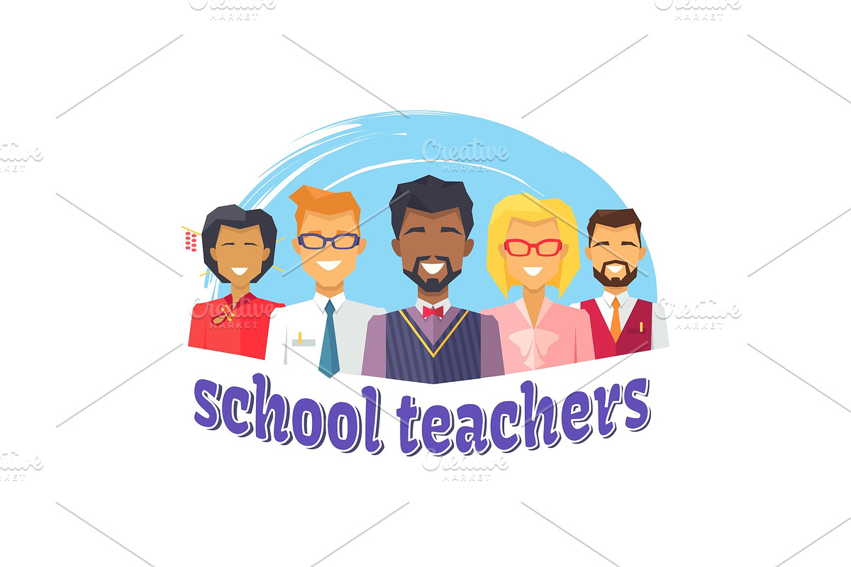 School Teachers Colorful Icon Vector in Illustrations - product preview 8