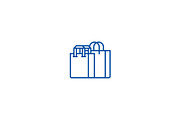 Shopping bags line icon concept