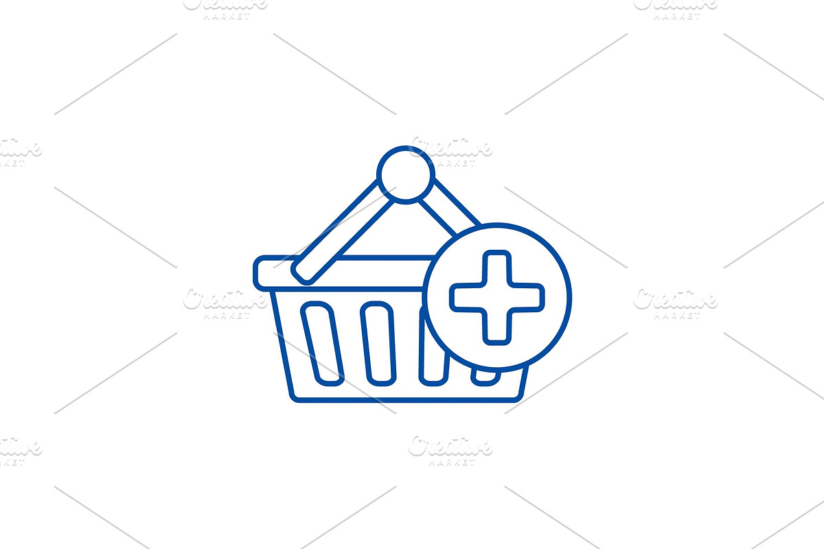 Shopping cart plus line icon concept in Objects - product preview 8