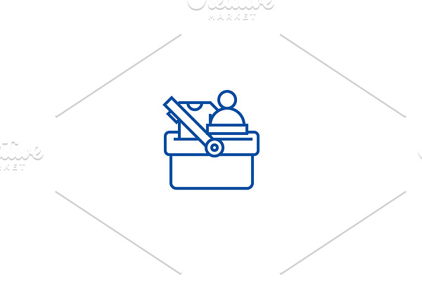 Shopping cart wtih clothes line icon