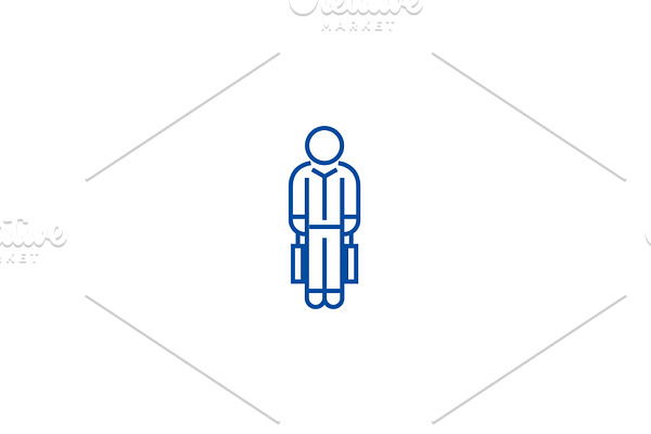 Shopping man with bags line icon
