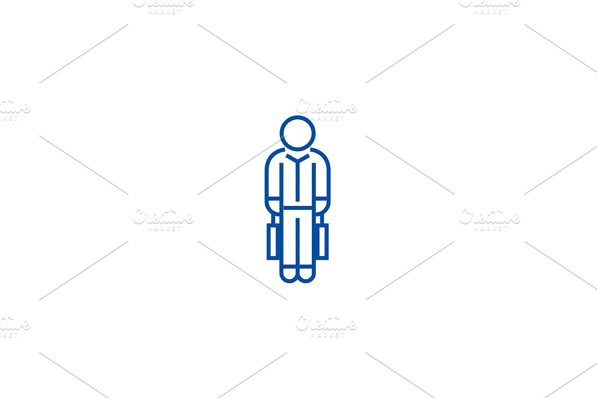 Shopping man with bags line icon in Illustrations - product preview 8