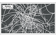 Amiens France City Map in Retro
