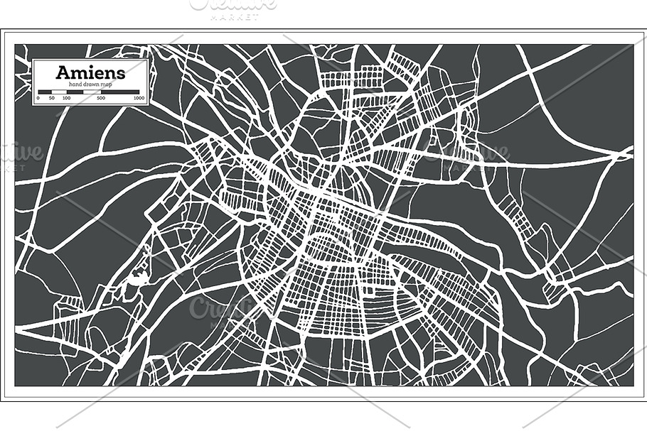 Amiens France City Map in Retro in Illustrations - product preview 8