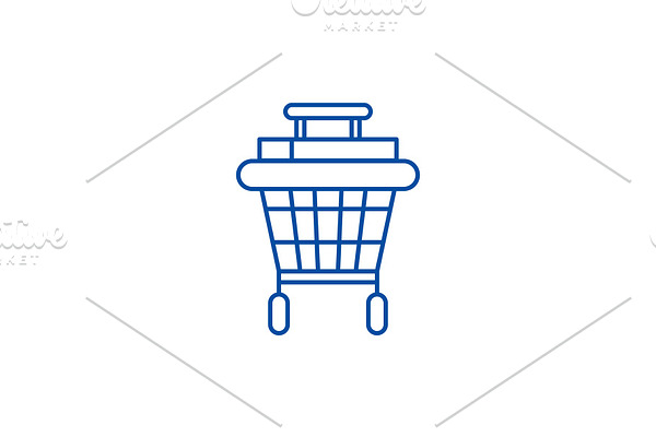 Shopping stroller line icon concept