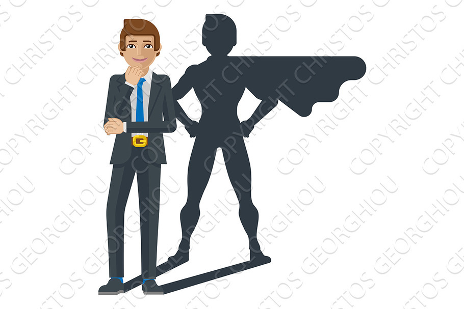 Businessman Super Hero Shadow in Illustrations - product preview 8