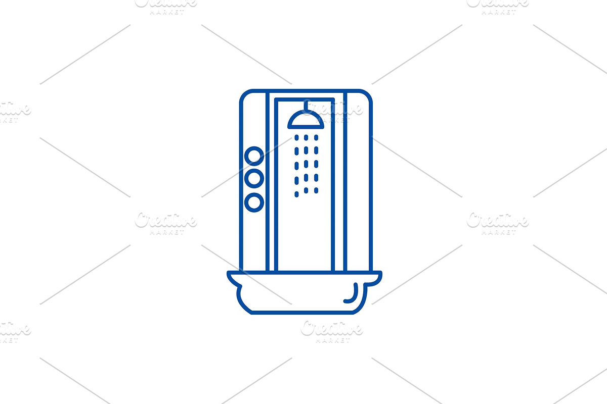 Shower cabin line icon concept in Illustrations - product preview 8