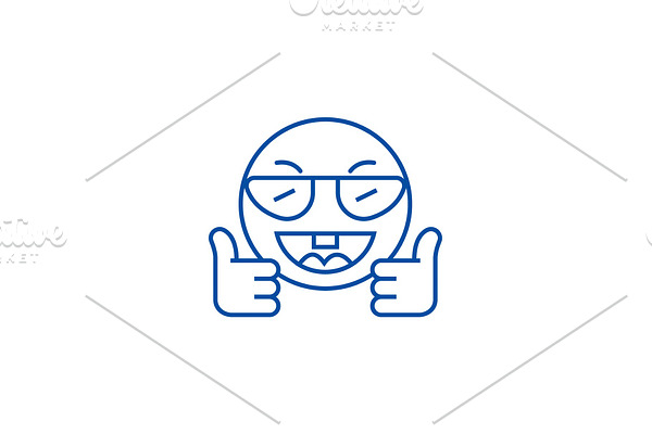 Showing ok emoji line icon concept