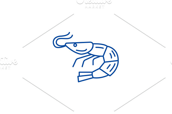 Shrimp,seafood line icon concept