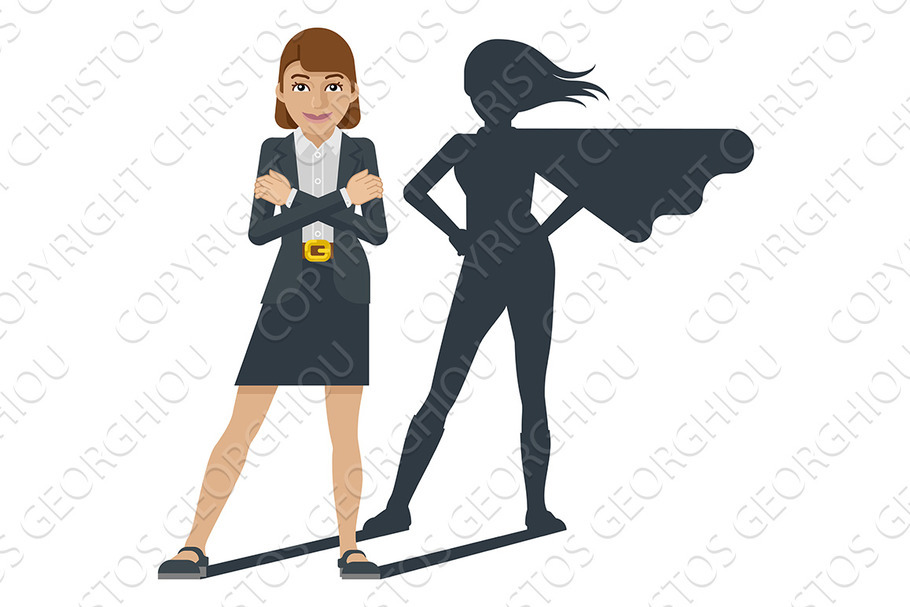 Business Woman Super Hero Shadow