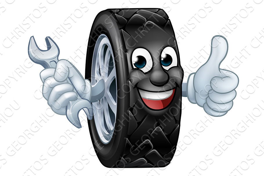 Tyre Cartoon Car Mechanic Service in Illustrations - product preview 8