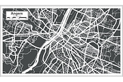 Angers France City Map in Retro