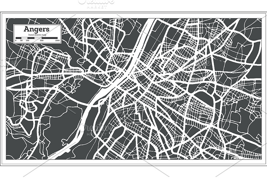 Angers France City Map in Retro in Illustrations - product preview 8