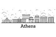 Outline Athens Greece City Skyline