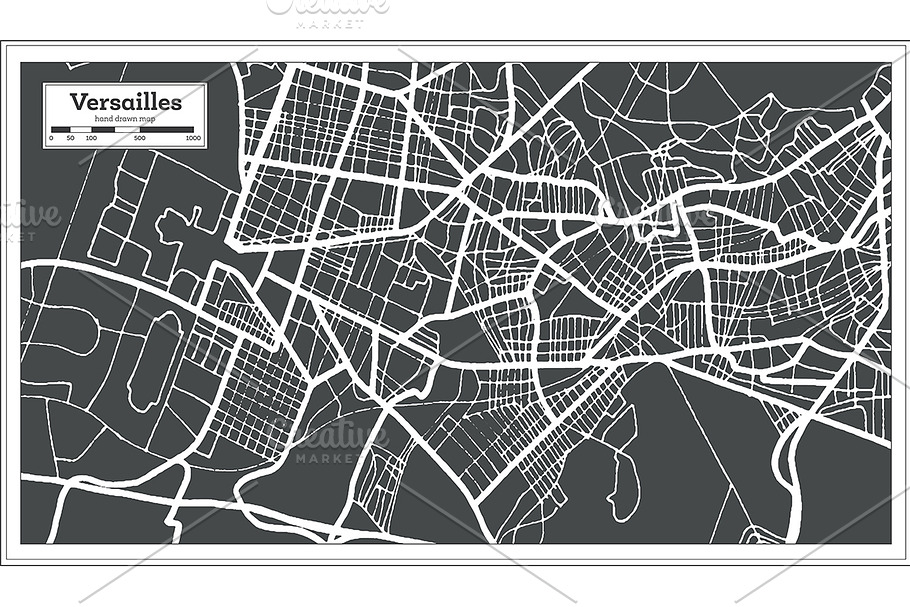 Versailles France City Map in Retro in Illustrations - product preview 8