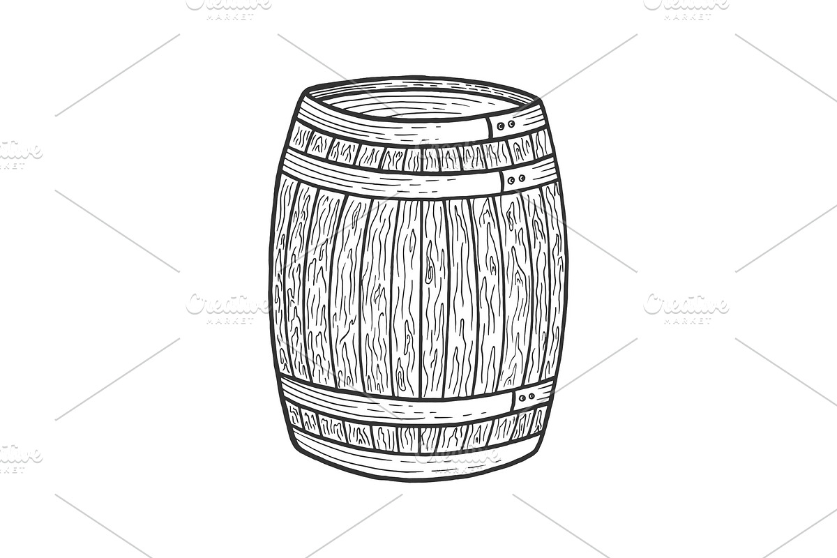 Wine beer barrel sketch engraving in Illustrations - product preview 8