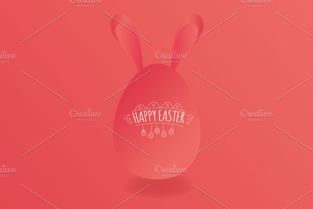 easter egg with rabbits ears in Illustrations - product preview 8