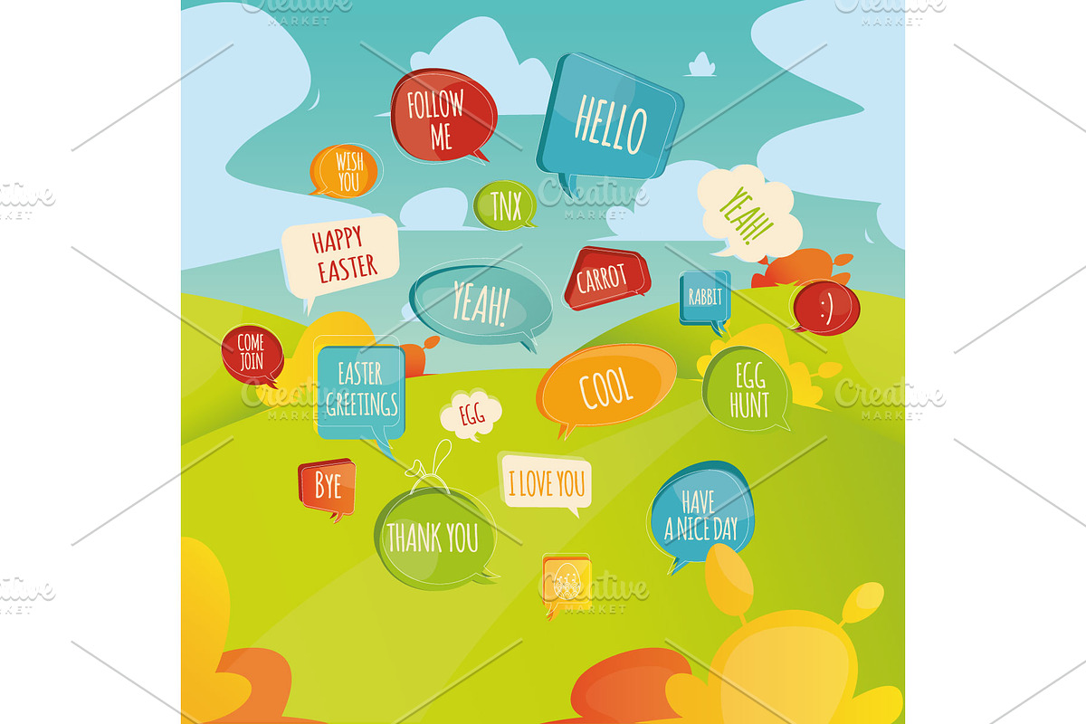 easter set with bubbles and words in Illustrations - product preview 8