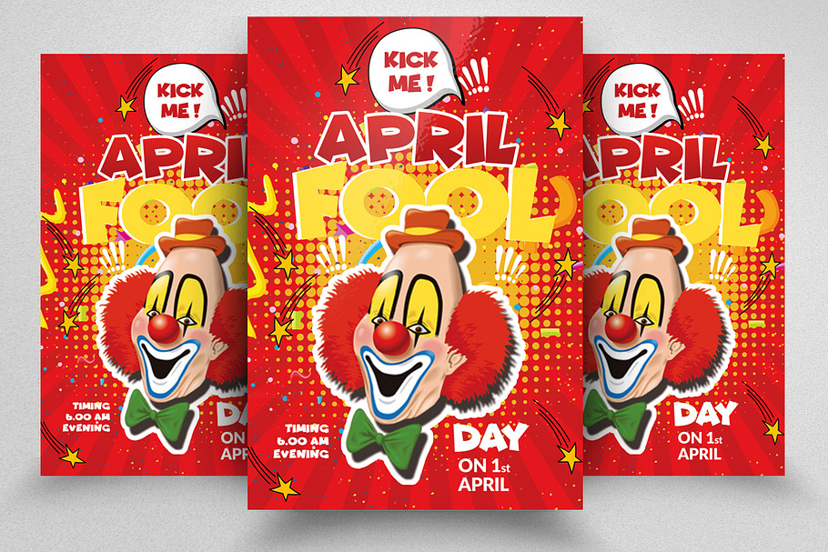April Fool Day Clown Flyer Template
