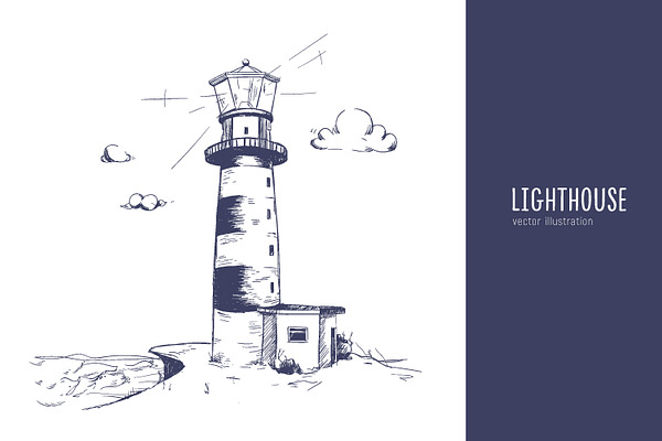 Lighthouse sketch illustration