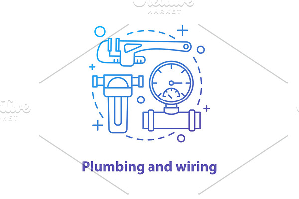 Plumbing and wiring concept icon