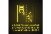 Autonomous car neon light icon
