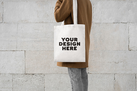 Black and white tote bag in Product Mockups - product preview 4
