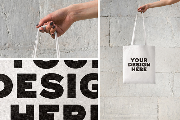Black and white tote bag in Product Mockups - product preview 7