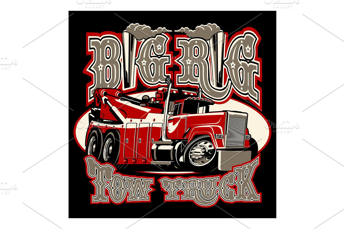 Cartoon big rig tow truck in Illustrations - product preview 8